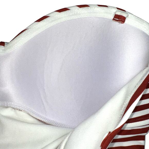 NWT Kona Sol Striped Red Currant Twist Bandeau One Piece Swimsuit Size Small - Picture 9 of 13